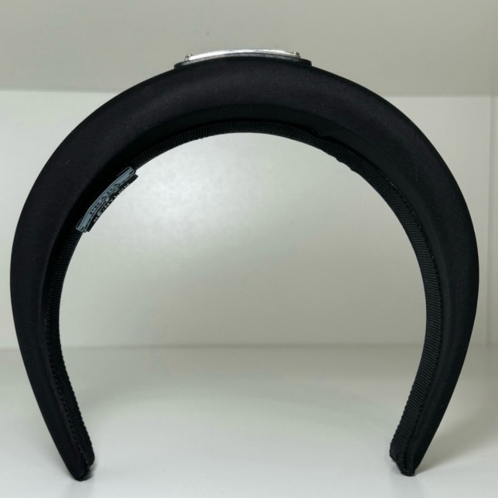 Prada Black Padded Headband with Triangle Logo - Picture 12 of 16